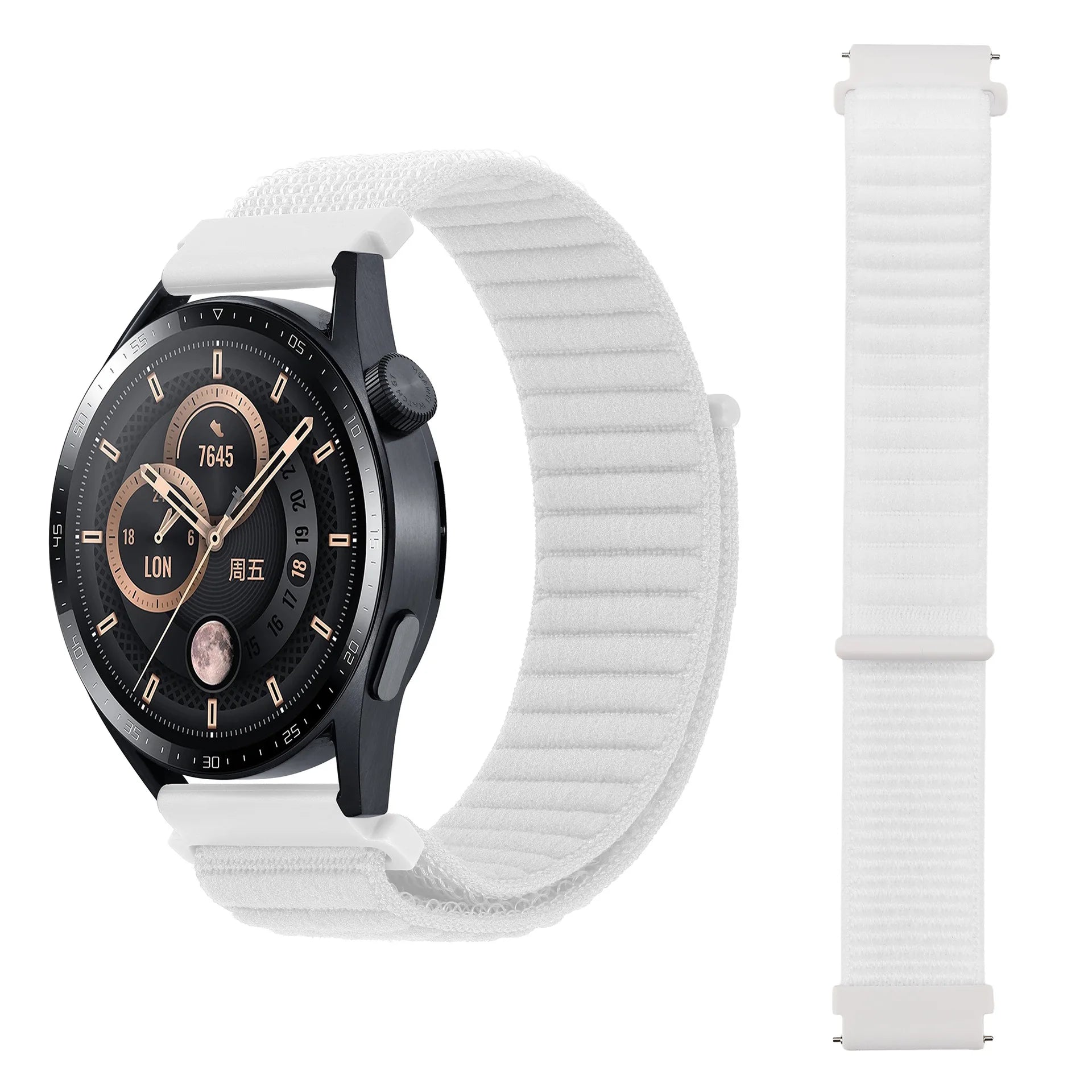 A The new Velcro breathable Unisex Replacement unisex nylon strap For Samsung Garmin and Huawei watches Qme pearl white 22mm