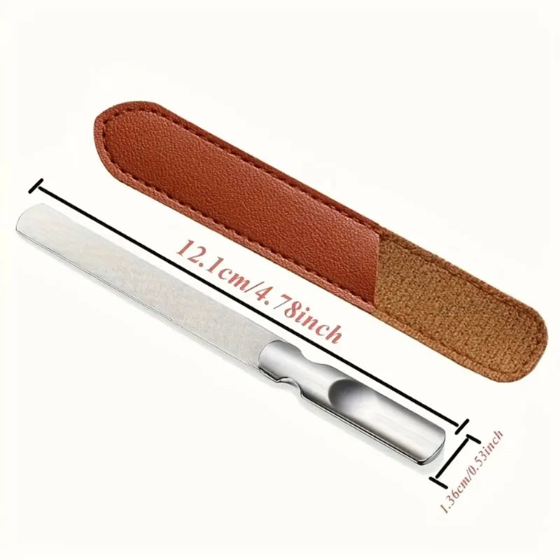 Double Sided Stainless Steel Nail Files Case Professional Reusable Qme