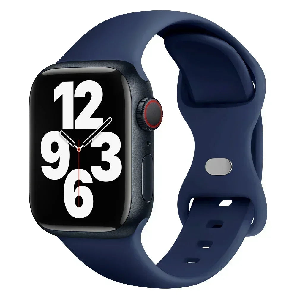 Silicone Band for Apple Watch 10 9 8 7 6 5 4 3 SE Strap for IWatch Ultra 2 49mm 45mm 41mm 40mm 44mm 38mm 42mm 46mm Qme Midnight Blue 42 44 45 49 S10-46mS