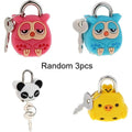 3/4pcs Mini Padlock Safety Lock With Key, Cute Cartoon Doll, Animal Padlock, Children's Gift Qme Random 3pcs