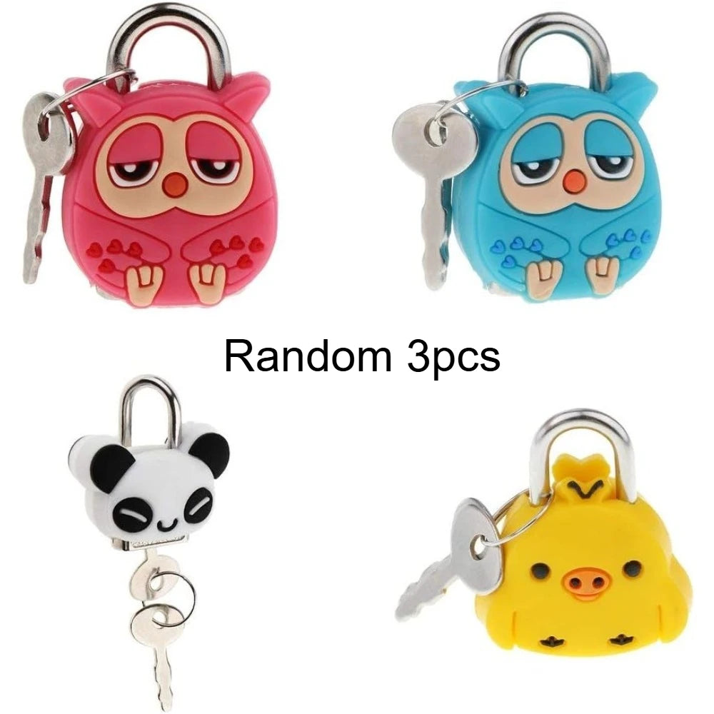 3/4pcs Mini Padlock Safety Lock With Key, Cute Cartoon Doll, Animal Padlock, Children's Gift Qme Random 3pcs