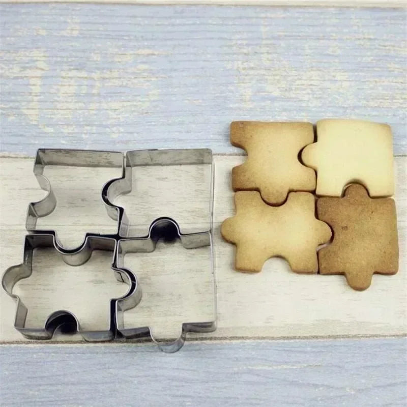3D Cookie Puzzle Shape Stainless Steel Cutter DIY Biscuit Dessert Qme