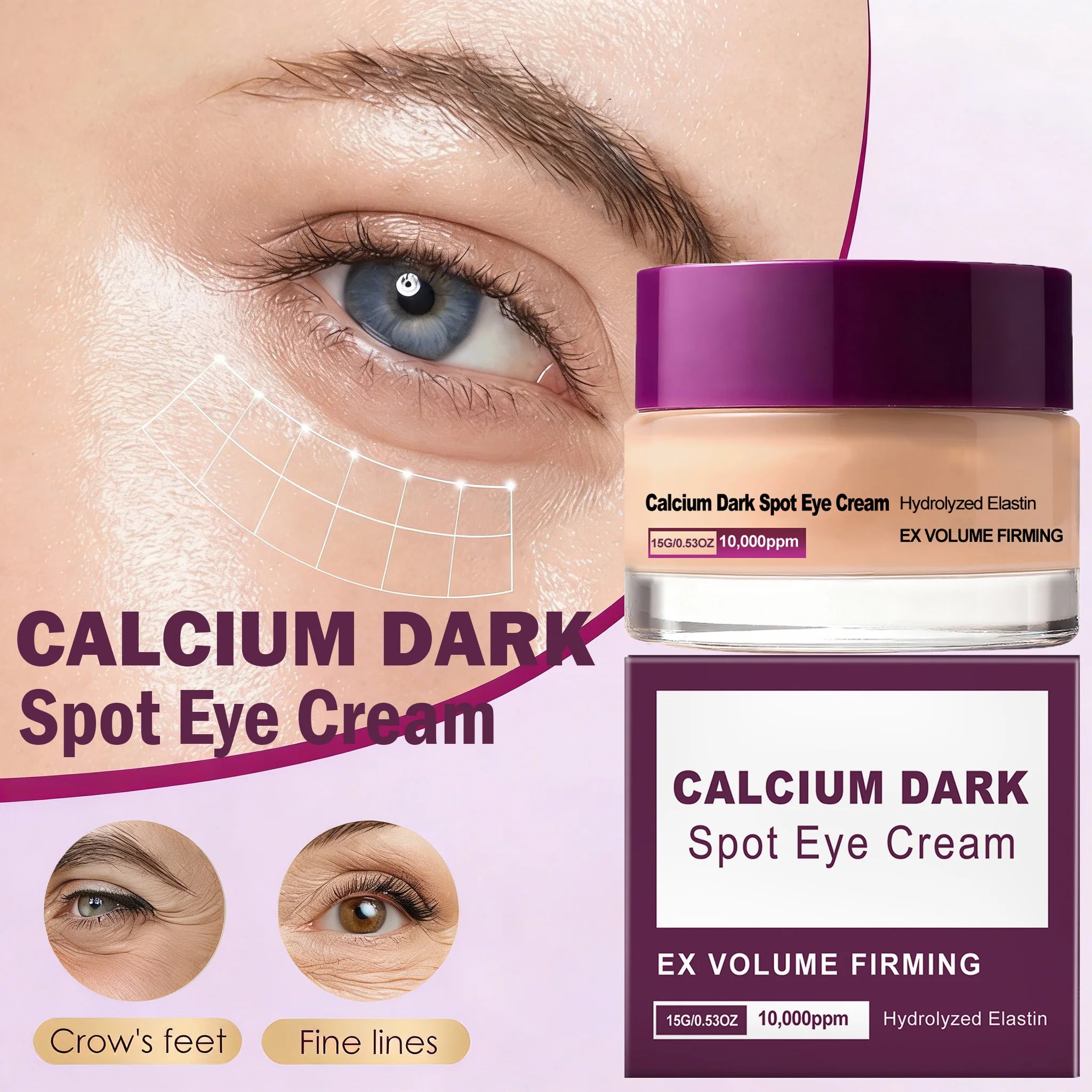 Calcium Dark Spot Eye Cream Collagen Boosting Wrinkle Smoothing Anti-Aging Firming Eye Cream for Wrinkles Puffiness Hydrating Qme