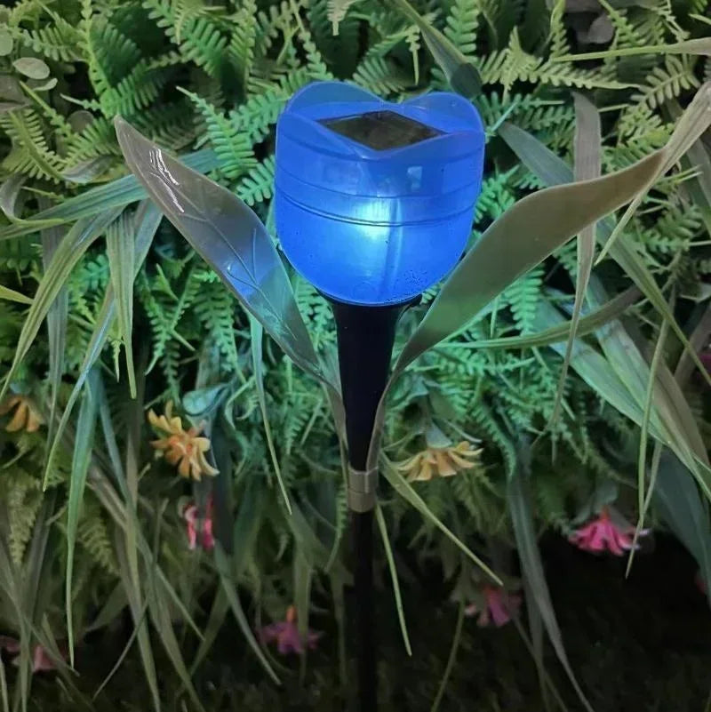 Garden Tulip Flower Shape LED Solar Powered Waterproof Tube Lawn Qme