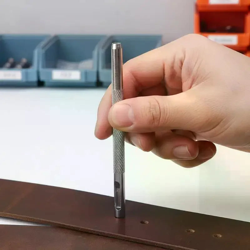 Belt Hole Puncher Kit - 2.5/3/3.5/4mm Round Hole Galvanized Leather Punch Tool for Watch Band Belt Qme
