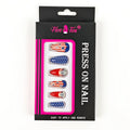 Red Blue Star Soccer Press On Nails Fan Party False Nails Easy To Apply And Remove Qme 1pcs
