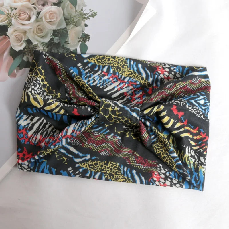 Women Wide Side Pilates Elastic Hair Bands Yoga Leopard Print Qme C