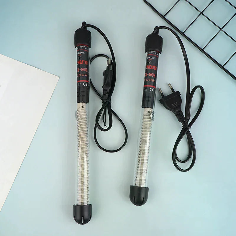 EU Plug Adjustable Temperature Thermostat Heater Rod Glass Aquarium Heater 25-300W Submersible Fish Tank Water Heating Rod Qme