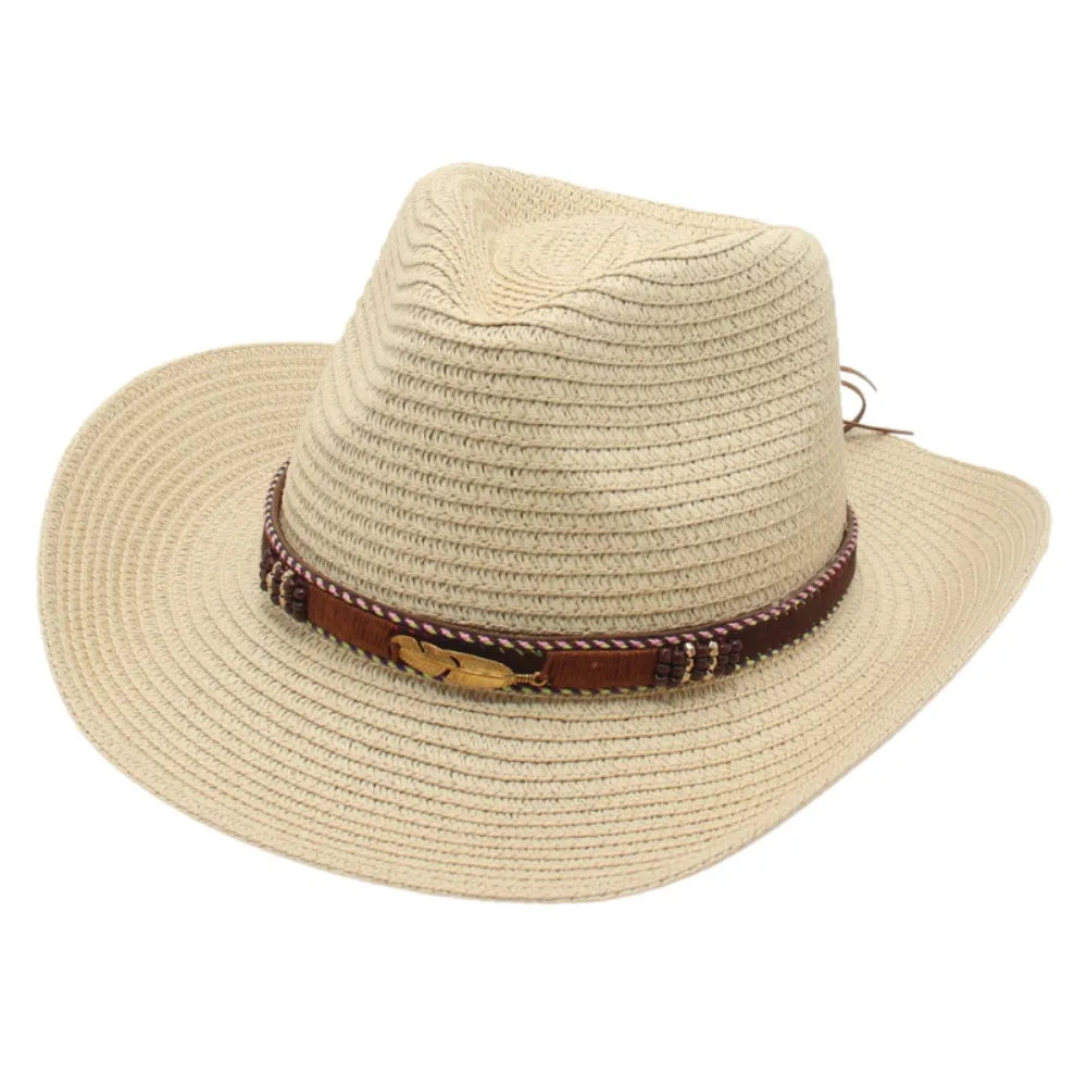 Fashion Summer Western Cowboy Hats Hiking Wide Brim Straw Cowgirl Hat Qme Style 6