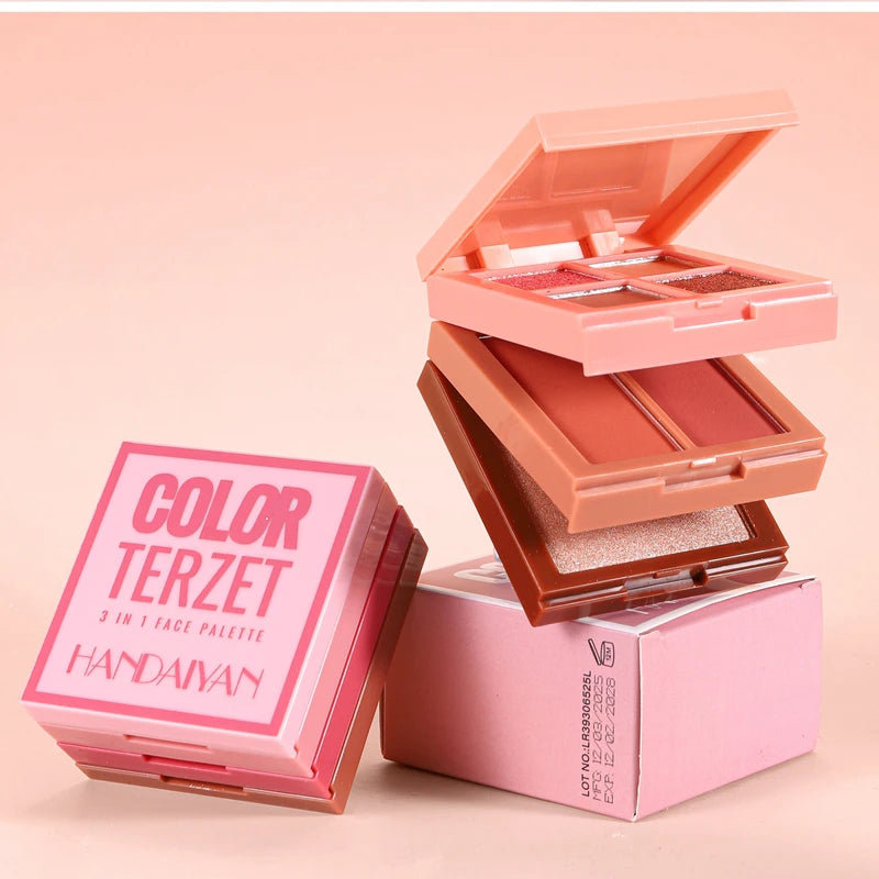 Multifunctional Palette Matte Highlighter Blush Palette Long-Lasting Blush Eyeshadow Face Cosmetics Makeup Palette Female Qme