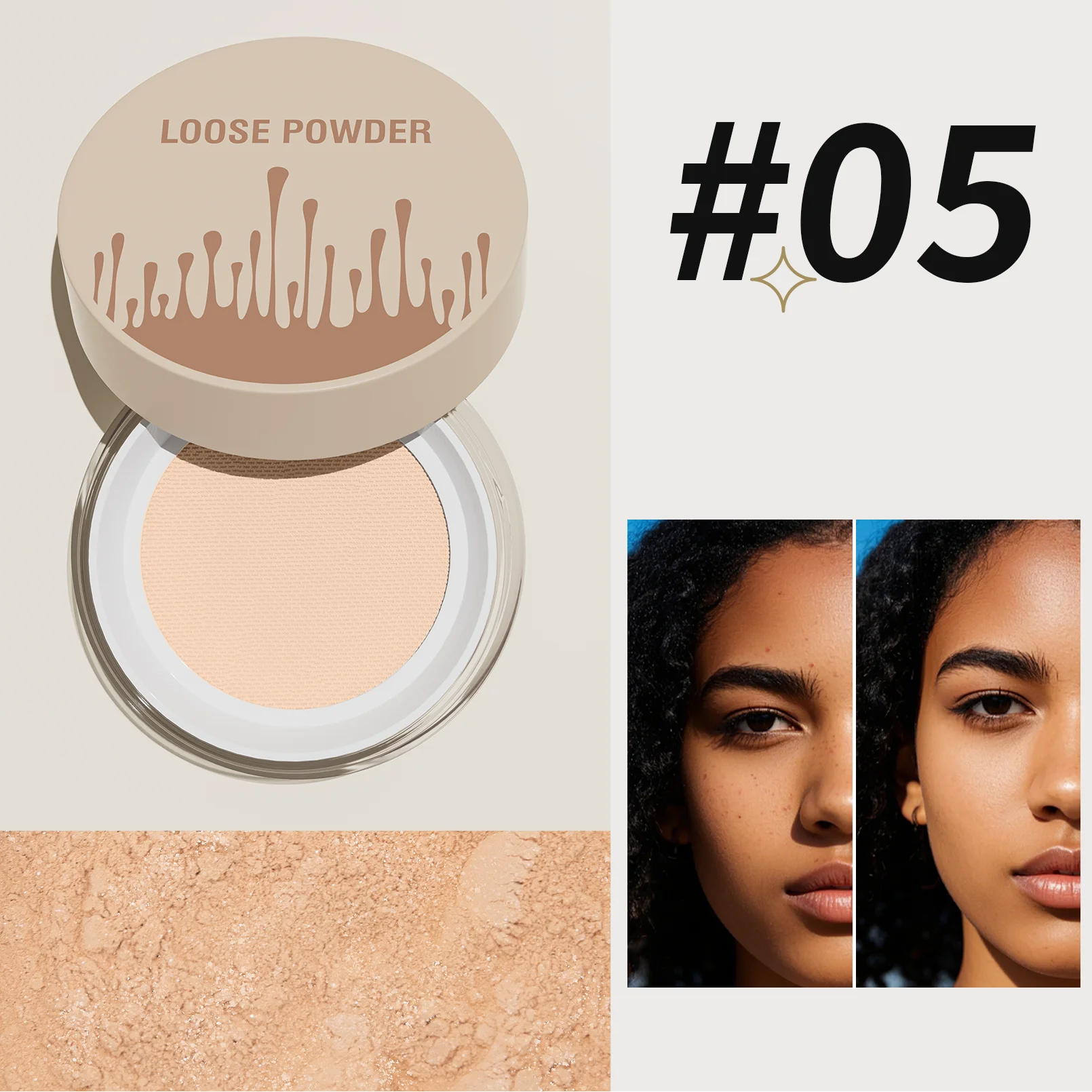 5 Colors Loose Powder Can Reduce Pores and Fine Lines, With a Long-lasting Matte Effect and Natural Facial Makeup Powder Qme 9515-5