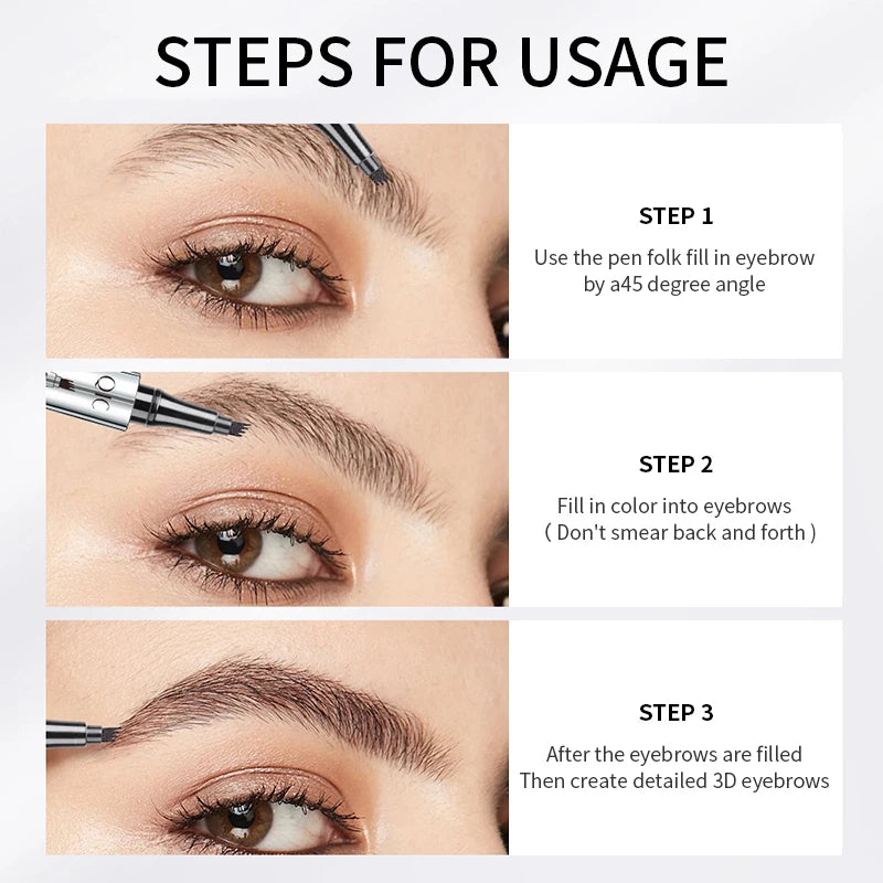 5 Colors 1PC 4 Split Tip Eyebrow Pen Waterproof Sweatproof Long Lasting Liquid Brow Pen Natural Wild Tattoo Eyebrow Makeup Qme