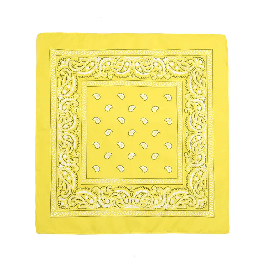 Fashion Hip Hop Bandana Kerchief Unisex Black Hair Band Neck Scarf Qme YELLOW 55CM-55CM