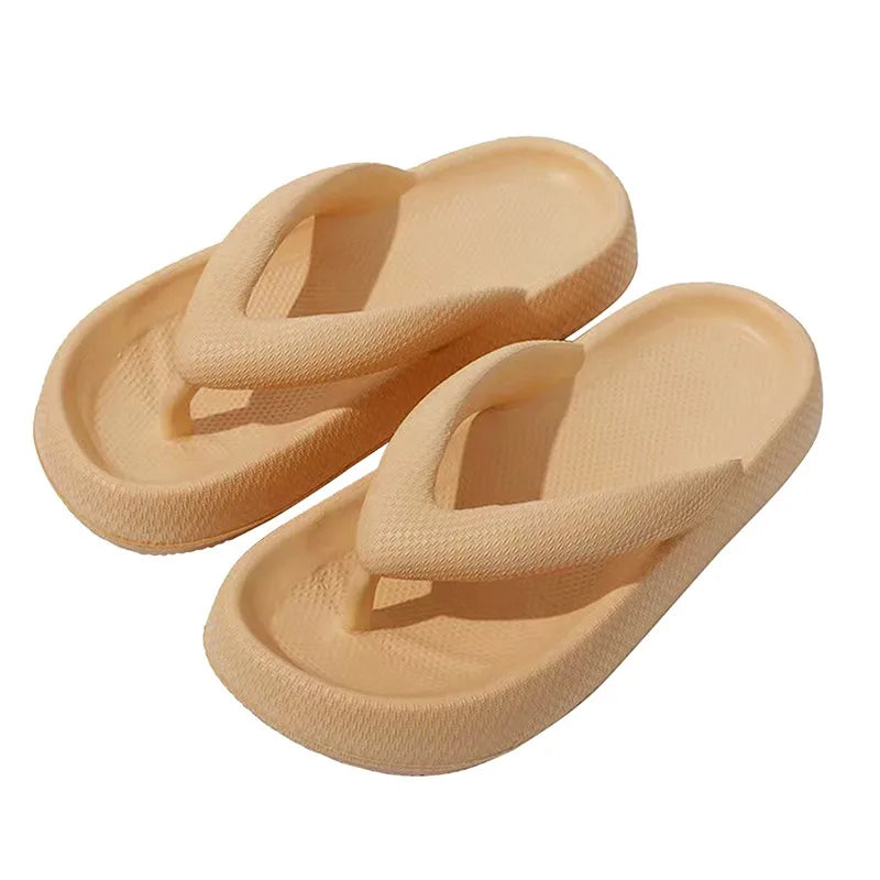 New Summer Platform Flip-Flops Handmade Flower Soft Bottom Cloud Slippers Travel Holiday Beach Lady Cute Shoes Women Slides Qme