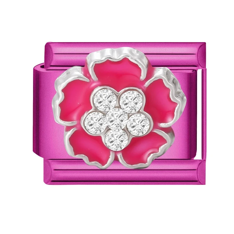 Y2K Rose Series Zircon Flower Butterfly Italian Charm Links Fit