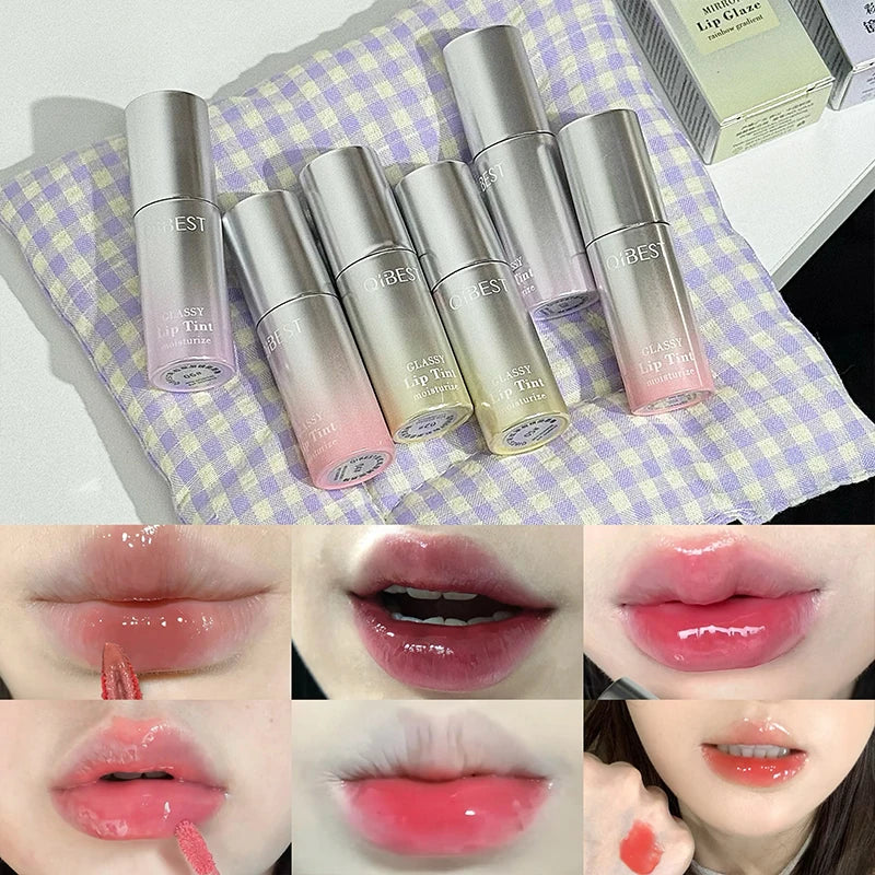 QIBEST Watery Mirror Lip Glaze Lasting Moisturizing Easy Wearing Water Glass Lipgloss Hydrating Sexy Red Lip Tint Cosmetics Qme