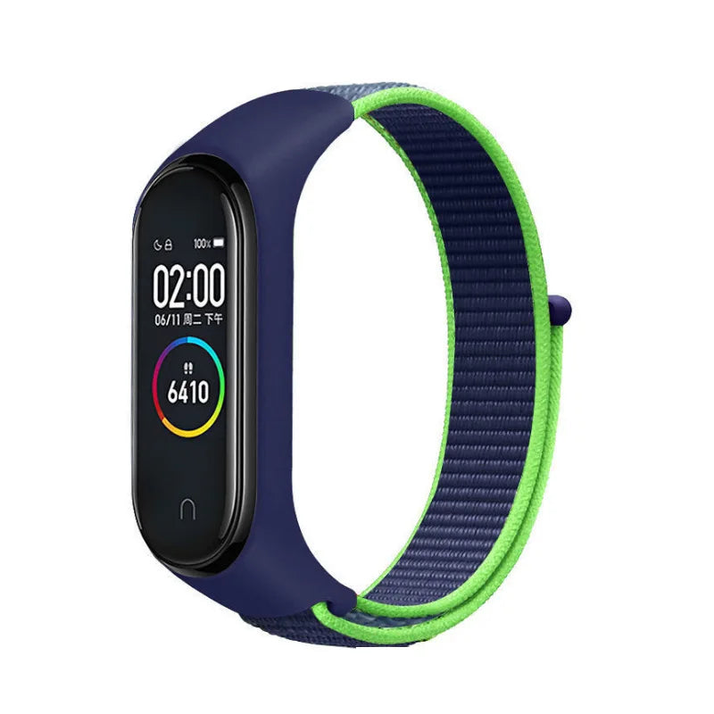 A Durable Nylon Loop Watch Strap with Freely Adjustable Velcro for Xiaomi Mi Band Fashionable Replacement Wrist Band Accessory Qme lime color Mi8 9 10
