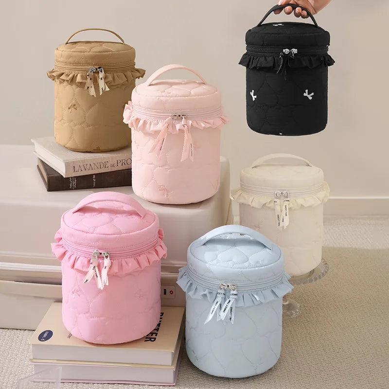 A New Bow Pattern Women Makeup Bag Toiletries Cosmetic Organizer Zipper Bag Travel Wash Pouch Cosmetic Bag Female Make Up Bags Qme