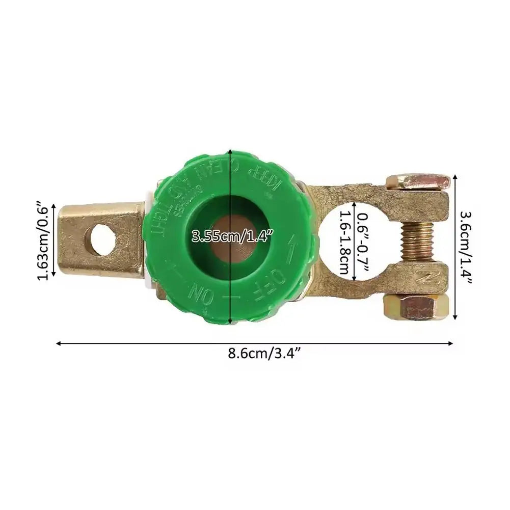 1PCS Heavy Duty Battery Disconnect Isolator Cut Off Switch 12V 24V Green 17MM Fits Standard Negative Terminal Car Accessories Qme