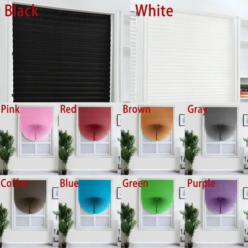 1Pc Shades Self-adhesive Half Windows Nonwoven Folding Curtain Bathroom Balcony Living Room Balcony Curtains Pleated Blinds Qme