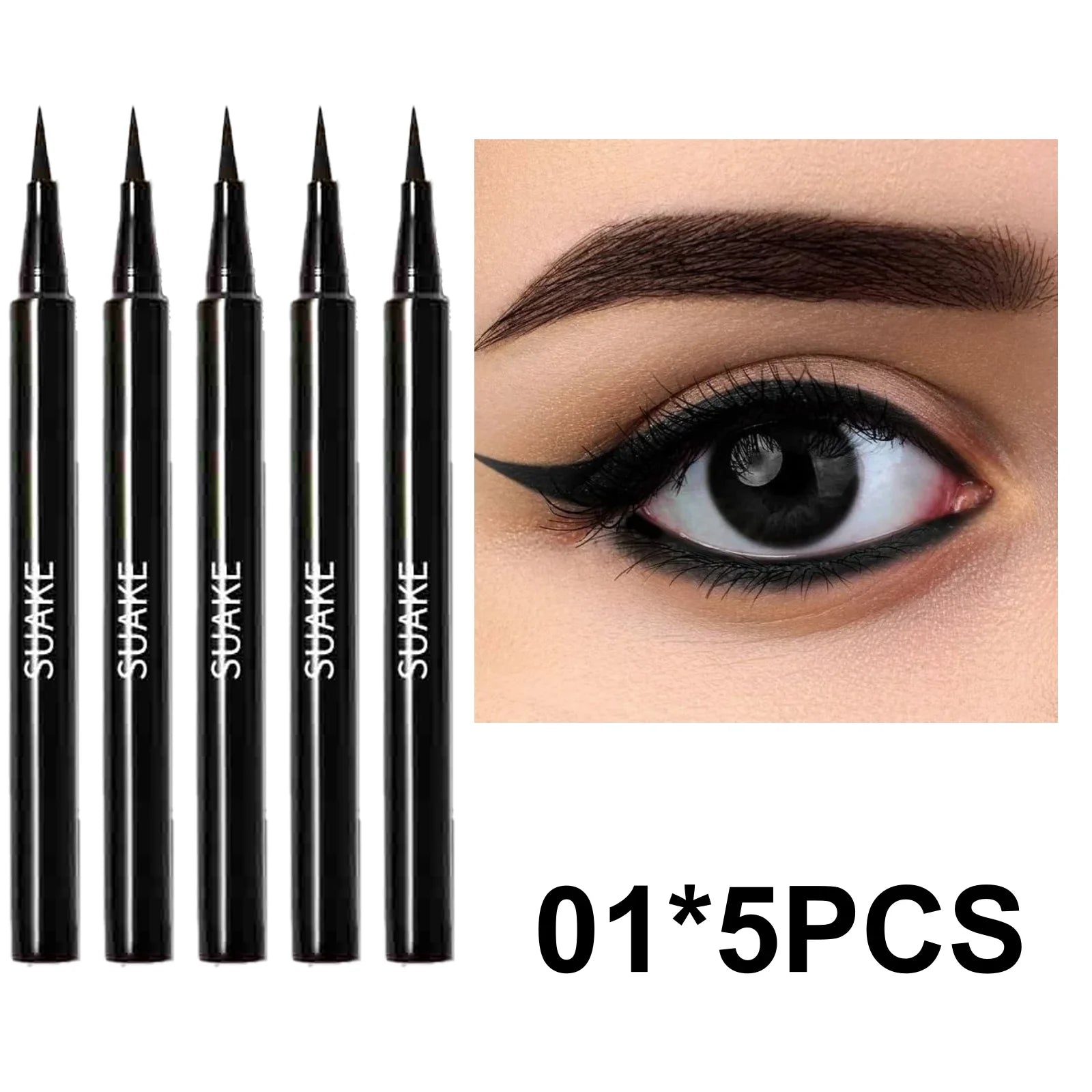 5-piece Smooth Liquid Eyeliners Waterproof Long-lasting Makeup Black Qme A8-14-5PCS