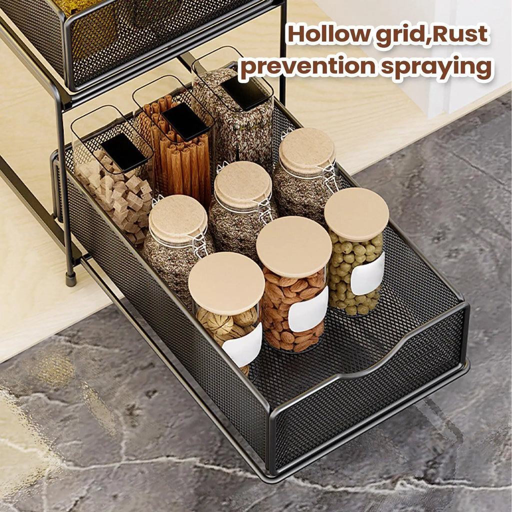 Sink Organizer Metal Large Capacity Pull-out Rack Kitchen Sponge Qme