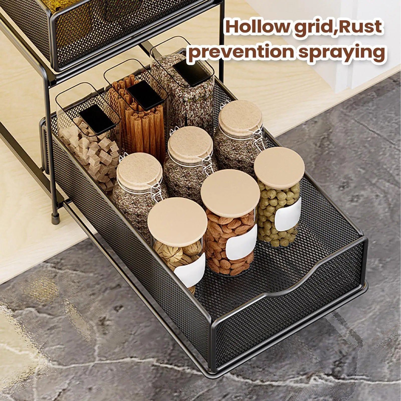 Sink Organizer Metal Large Capacity Pull-out Rack Kitchen Sponge Qme