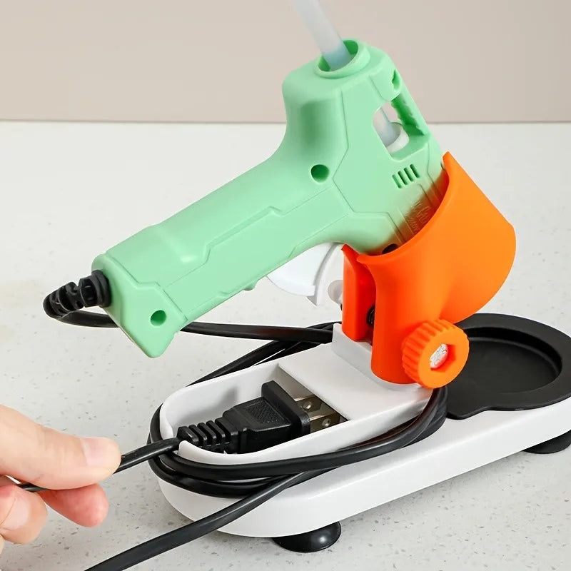 Adjustable Hot Glue Gun Stand Holder, Anti-Slip Hot Melt Glue Gun Base With Drip Tray Cord Storage For DIY Craft Household Qme