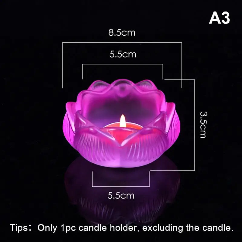Glass Lotus Candle Holder Windproof Heat Resistant Suitable Use As Qme A3