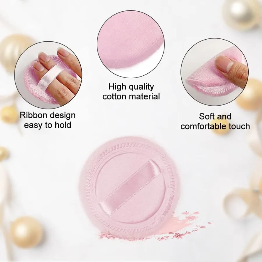 Powder Puff Cotton Cosmetic Makeup Puffs Pads Ribbon Face Loose Qme