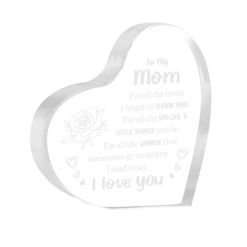 3D Acrylic Heart-Shaped Sign Souvenir Ornaments Home Office Decoration Holiday Birthday Mother Day Gift for Mom Qme