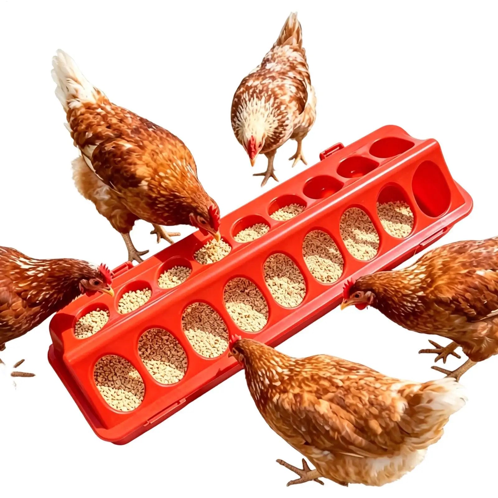 Chicken Feeder Trough Anti-Leak Easy-Fill Animals Bowl Chicken Feeder Anti-waste Drinker For Chicks Ducklings Goslings Quail Qme