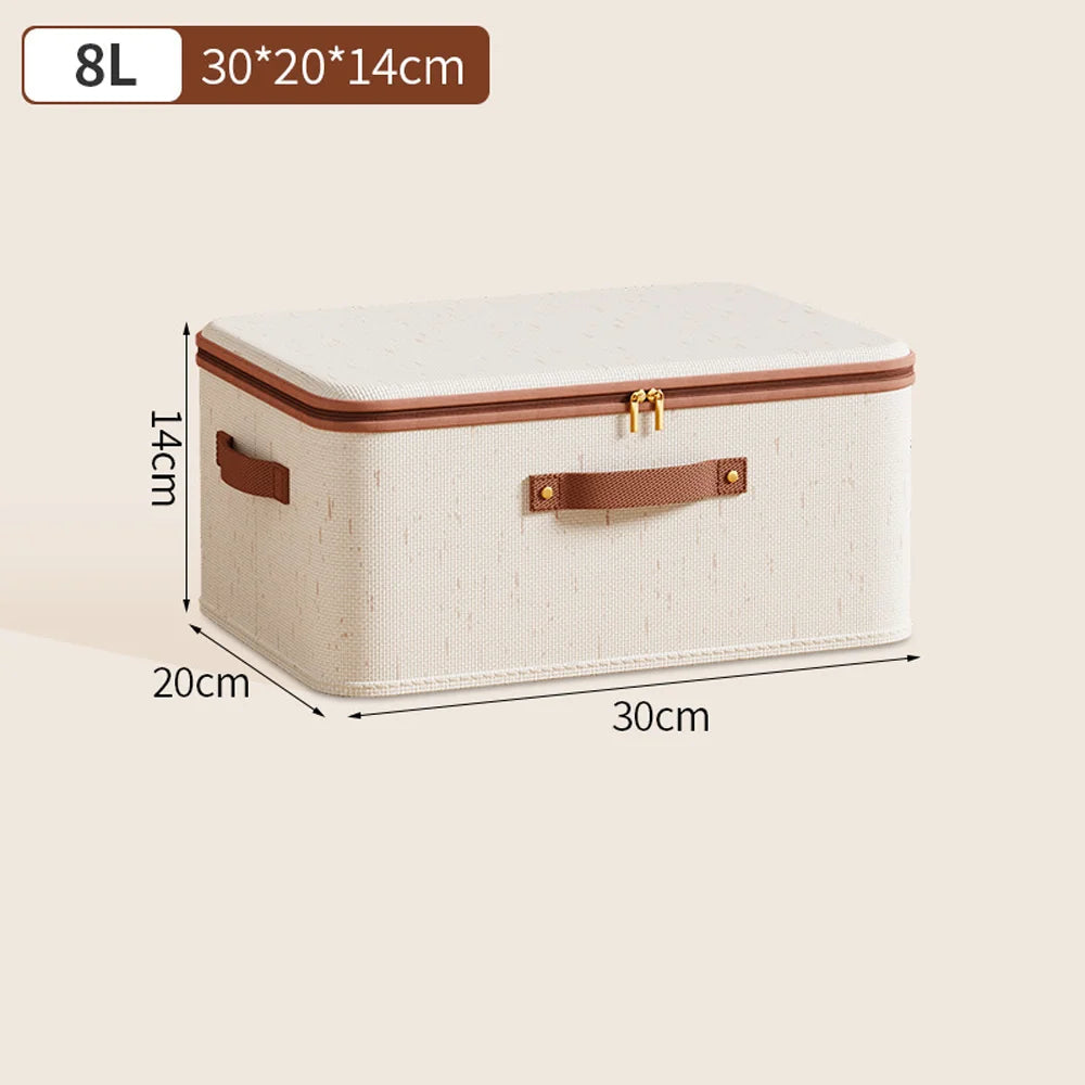 Foldable Storage Box with Lid Large Capacity Dust-Proof Organizer for Clothes & Household Items in Living Room/Wardrobe Qme 8L
