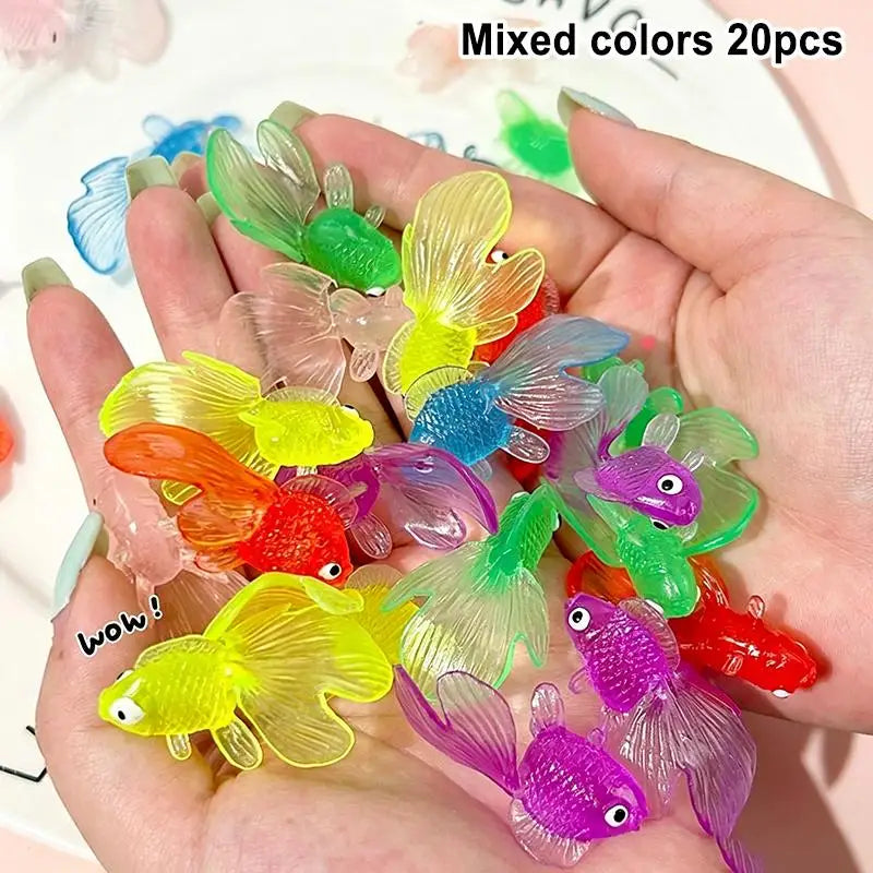 10/20/PCS Artificial Aquarium Goldfishes Fake Rubber Fish Ornament Realistic Moving Floating Fish Cat Toy Pet Supplies Qme random 20pcs
