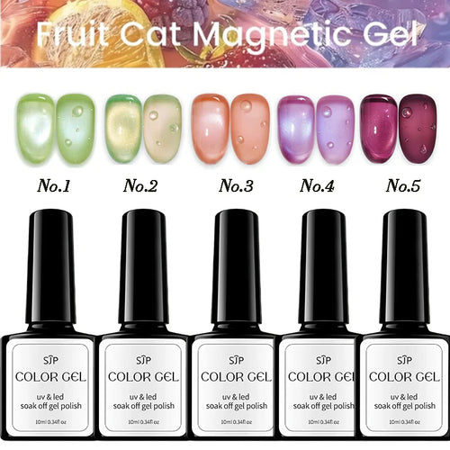 1 5 Bottle Fruit Cat-eye Gel Nail Polish DIY Art Spring Summer Qme