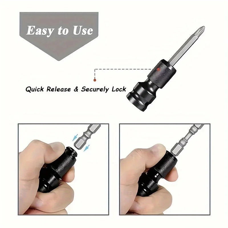Quick Release 1/2-Inch Square Drive to 1/4-Inch Hex Female Socket Adapter Converter Chuck Adaptor for Impact and Ratchet Wrench Qme