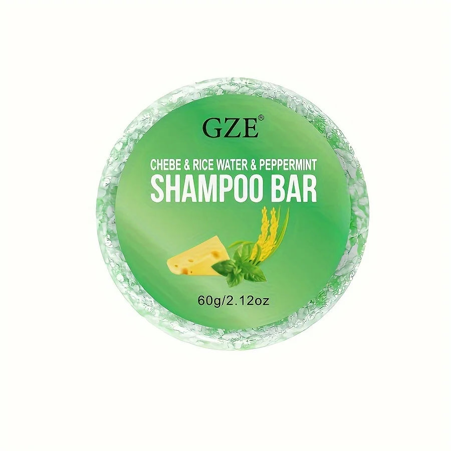 GZE Chebe & Rice Water & PEPPERMINT Shampoo Bar Soap for Hair Thickens & Strengthens - Helps Dry Curly & 4c Hair Moisturizing Qme GZE173