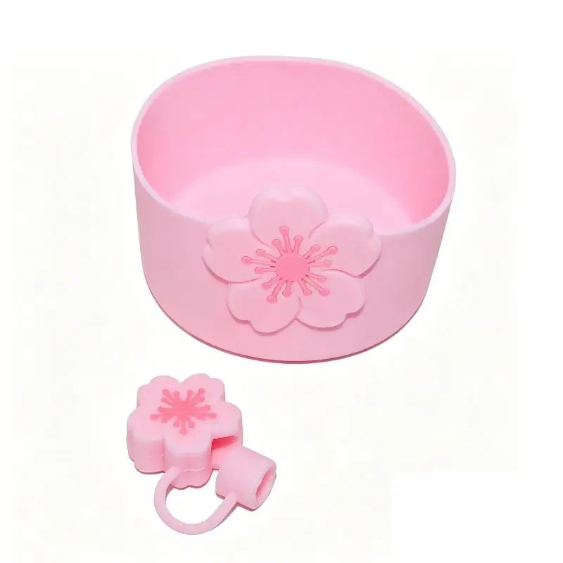 Tumbler Straw Cover Water Bottle Silicone Boot Charm Begonia Shape Qme 2PCS Pink