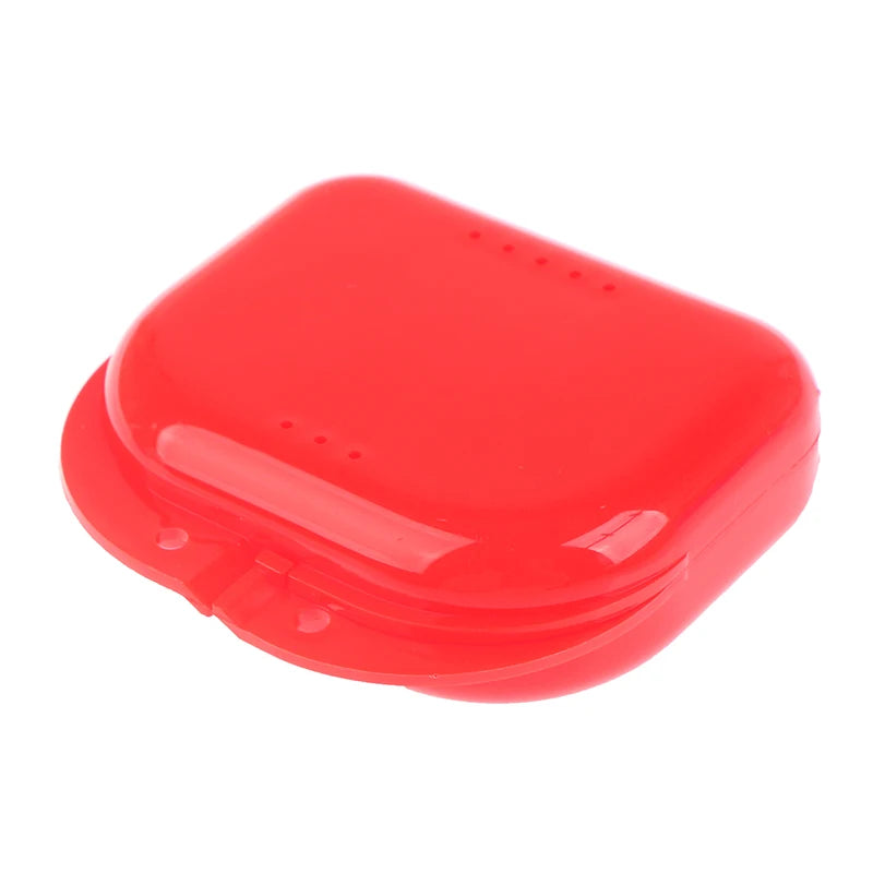 Denture Storage Box Dental Retainer Orthodontic Mouth Guard Container Qme Red