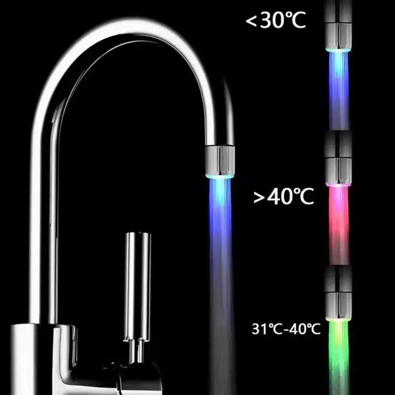 3-Color LED Sensor Faucet Temperature-Sensitive Light Water Saving Stream Light Faucet Aerator Tap Nozzle For Kitchen Bathroom. Qme