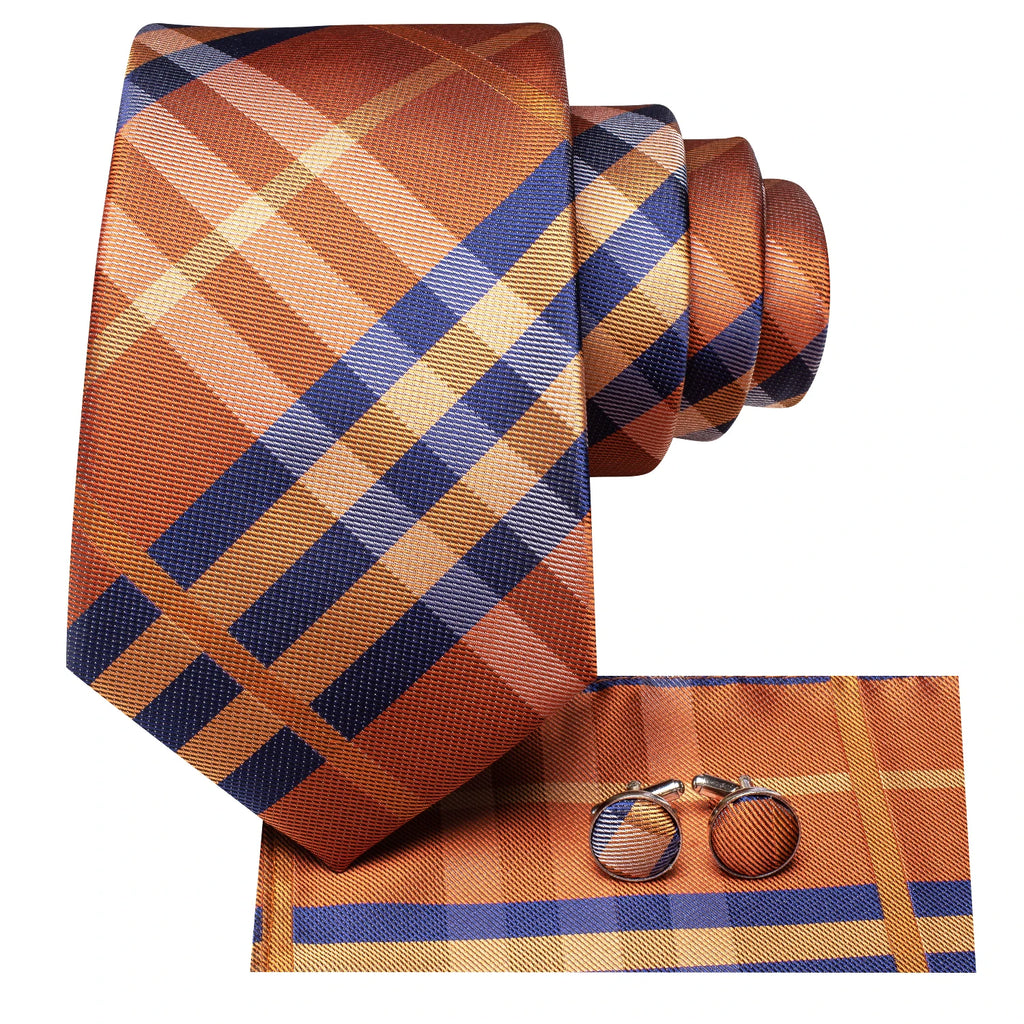 Hi-tie Formal Striped Men's Elegant Tie Handkerchief Cufflinks Qme