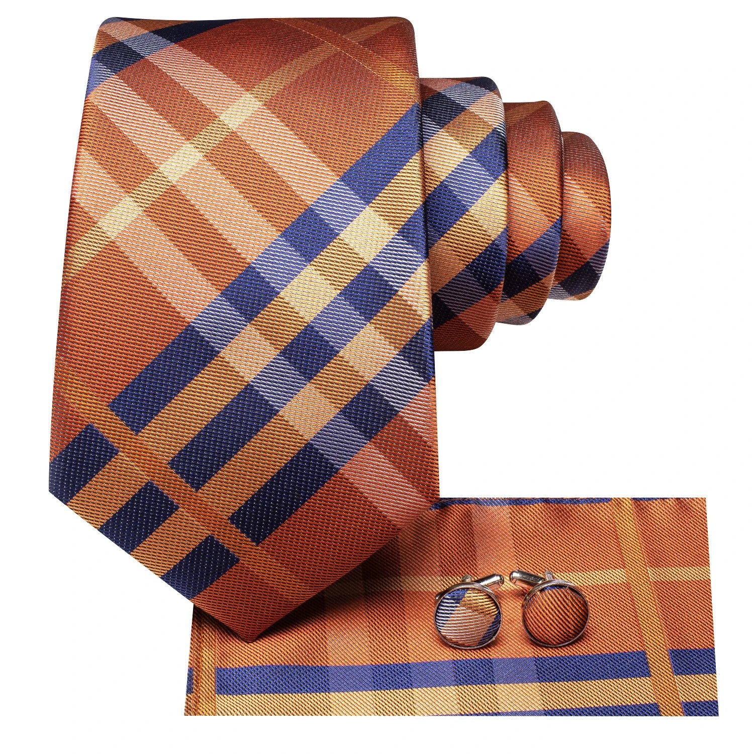 Hi-tie Formal Striped Men's Elegant Tie Handkerchief Cufflinks Qme