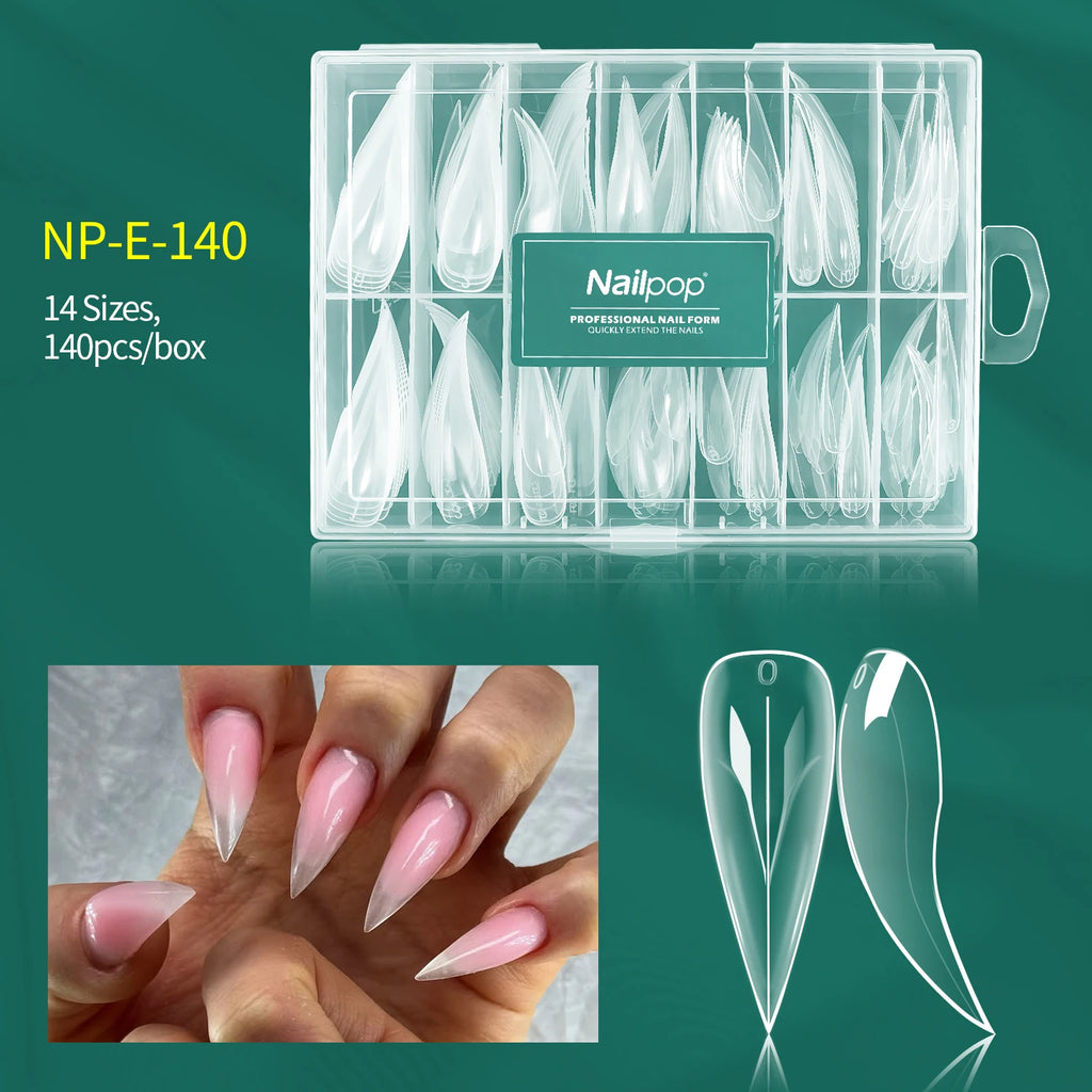 Nailpop Dual Forms Quick Building UV Gel Molds Reusable Full Coverage Qme NP-E-140