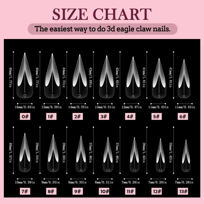 3D Eagle Claw Shape Nail Forms Extension Dragon Acrylic Nails Special Qme