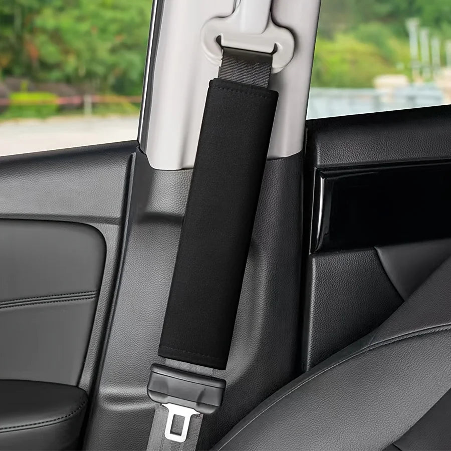 2pcs of Car Seat Belt Shoulder Pads - Soft, Cool, And Comfortable Covers to Enhance The Driving Experience, Black, Qme