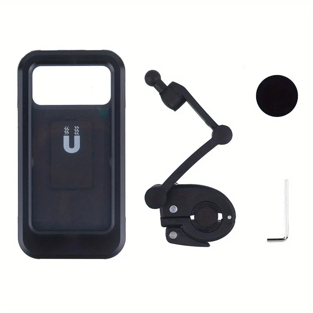 Waterproof Motorcycle Bike Mobile Phone Holder Support Universal Bicycle GPS 360° Swivel Adjustable Motorcycle Cellphone Holder Qme Black