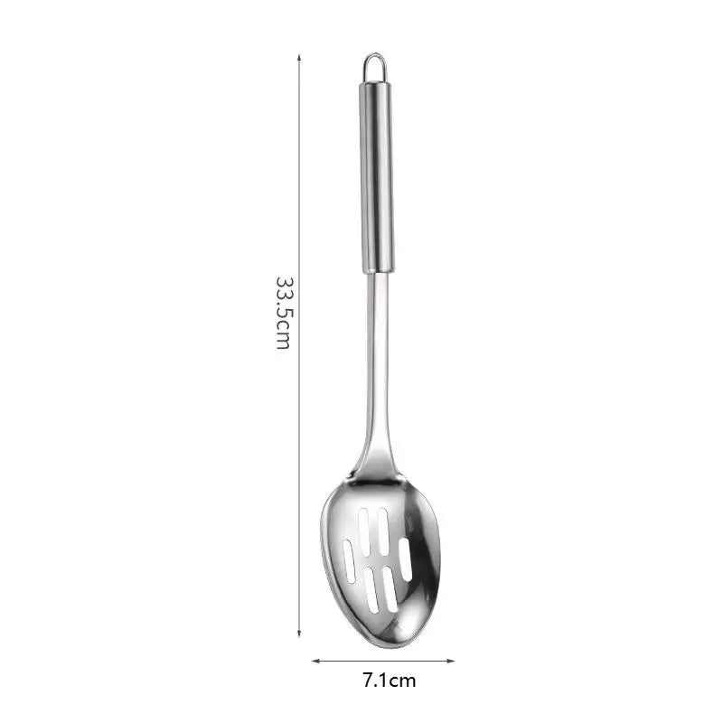 Stainless Steel Turner Long Handle Slotted Shovel Non-stick Steak Qme A8