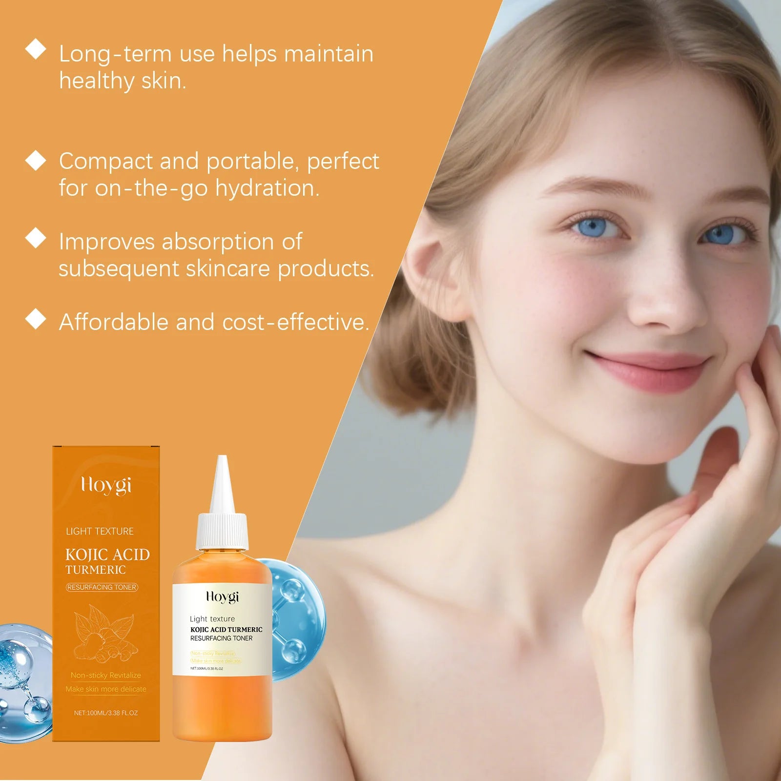 Brightening Kojic Acid Turmeric Toner Soothing Hydrating Pore Minimizing Oil Control Reduce Dullness Refreshing Facial Skin Care Qme