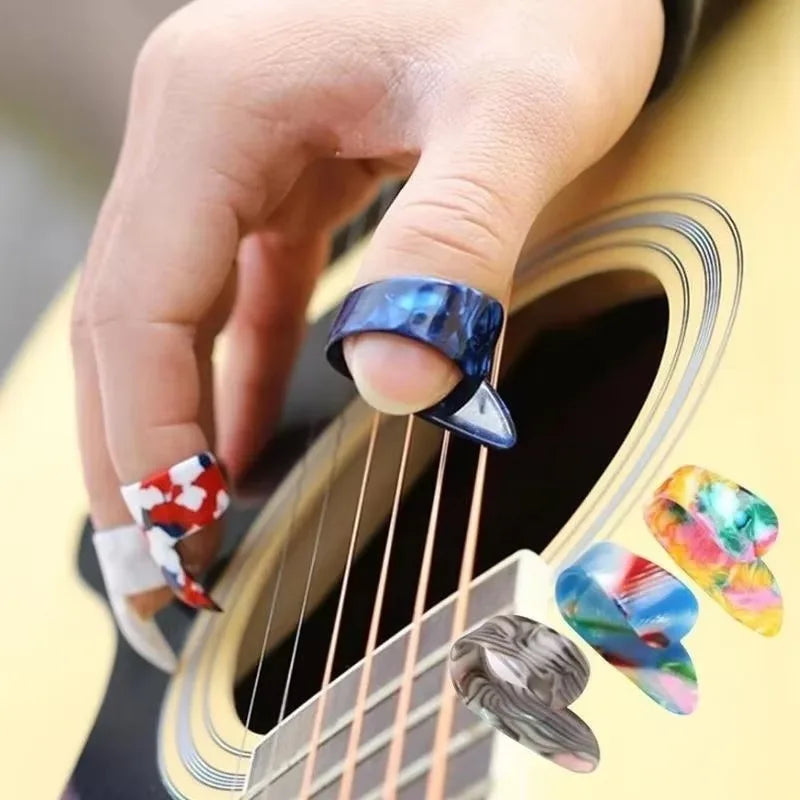 4Pc/Set Guitar Part Finger Picks Guitar Picks Pickup Guitar Bass Fingerstyle Thumb Plectrums Pick Plectrum Guitar Strap Accessor Qme