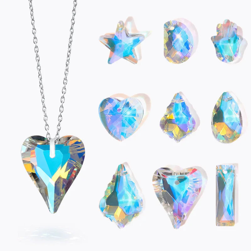 AB Color Shiny Crystal Charms Pendants Loose Beads for Necklace Bracelet Earring DIY Crafting Jewelry Accessory Making Supplies Qme